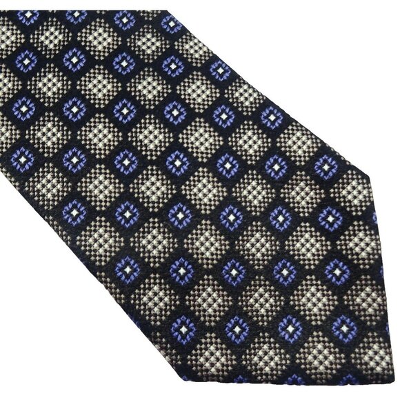 Dan Eli Couture Silk Tie Taupe Purple Check Woven Necktie - Picture 4 of 7